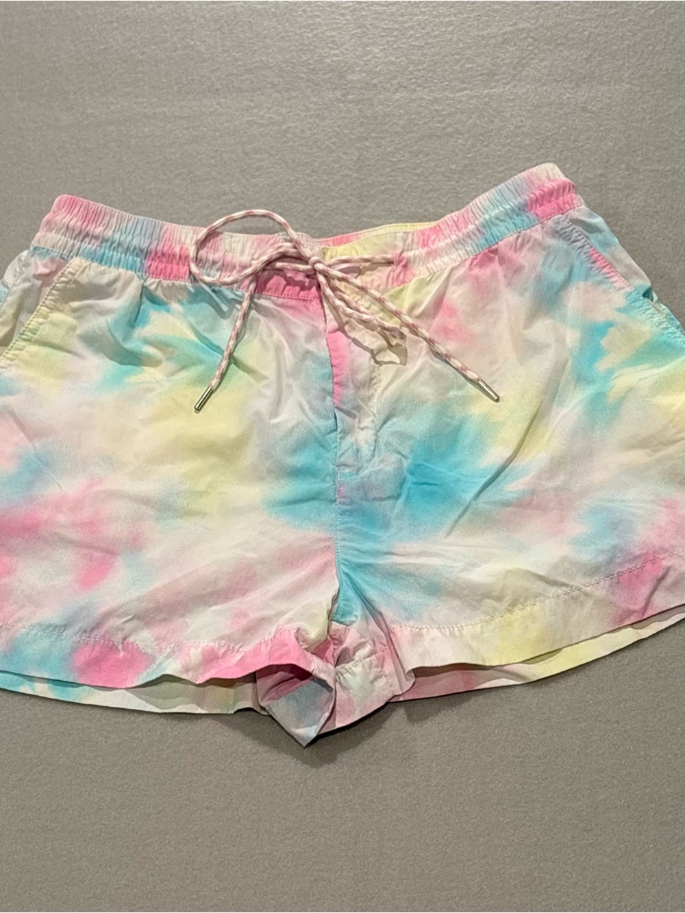 Coquette Drawstring Tie Dye Shorts American Eagle Pastel Rainbow Medium Pull On